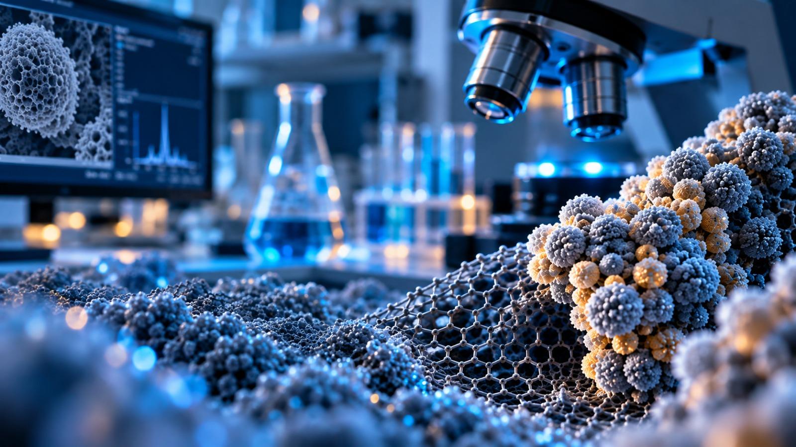 Nanomaterial structures observed in a scientific research laboratory